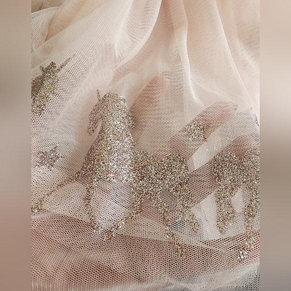 Zunie Plush Pink, Metallic and Tulle Layer Dress w/ Glitter Horses Trim, sz 3T - Picture 6 of 10
